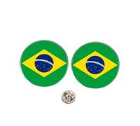 Lot de 2 pin's drapeau du Brésil, 3 cm en alliage, souvenir, fête nationale, cadeau de voyage patriotique