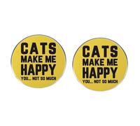 Lot de 2 pin's en alliage de métal avec motif chat Make Me Happy You Not So Much pour vêtements, sac à dos, chapeau, 3cm(1.2"), Métal, Pas de gemme