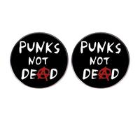 Lot de 2 pin's en alliage pour fans de musique rock punk, Punks Not Dead, Métal, Pas de gemme
