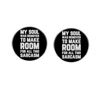 Lot de 2 pin's en émail avec citation amusante en forme de sarcasme « My Soul Was Removed to Make Room for All This Sarcasm » pour vestes, sacs à dos, chapeaux