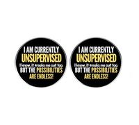 Lot de 2 pins en émail avec citation amusante « I Am Currently Unsupervised, The Posibilities Are Endless » - Ensemble de badges en alliage, cadeau humoristique pour sac à dos, veste, chapeau, adulte