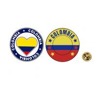 Lot de 2 pin's en émail avec drapeau de la Colombie, cadeau souvenir