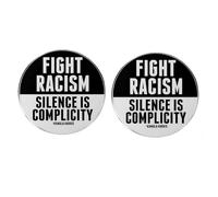 Lot de 2 pin's « Fight Racism » - Silence is Complicity - Épinglettes anti-racisme - Broche en alliage pour sac à dos, veste, chapeau, justice sociale