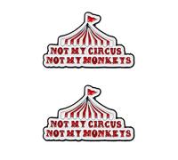 Lot de 2 pin's humoristiques en émail avec citation « Not My Circus Not My Monkeys » - Motif tente de cirque - Matériau en alliage - Cadeau humoristique pour veste, sac à dos, chapeau