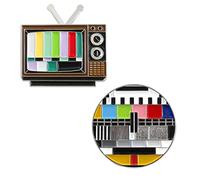Lot de 2 pin's vintage en émail pour TV - Sans signal - Colorés - Mignons - Créatifs - Pour cadeau - Sac à dos - Accessoires de vêtements