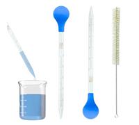 Lot de 2 pipettes en verre, compte-gouttes, 10 ml, pipette de mesure de liquide, avec balle en caoutchouc et brosse de nettoyage, pour laboratoire, médecine, école, alimentation, recherche