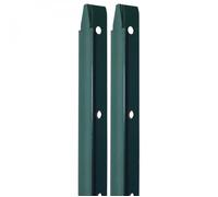 Lot de 2 piquets de fixation en T pour grillage, clôture de jardin, Acier plastifié - 2,25 m - Vert - Linxor