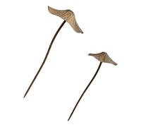 Lot de 2 piquets de jardin en fer marron antique en forme de champignon résistant aux intempéries pour patio, cour, décoration de jardin en forme de champignon