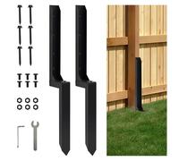 Lot de 2 piquets de réparation de poteaux de clôture en acier robuste - Piquet de sol pour poteaux de clôture en bois inclinés ou cassés - Clous de clôture en métal pour un renforcement robuste et une