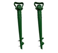 Lot de 2 piquets en spirale résistants avec poignée triangulaire pour parasol de plage, jardin, terrasse, support de parasol résistant au vent, convient aux poteaux de 3,5 cm et 43 cm, vert