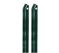 Lot de 2 piquets jambe de force pour grillage, clôture de jardin, Acier plastifié - 2 m - Vert - Linxor