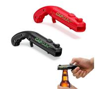 Lot de 2 Pistolet Décapsuleur Bière, Ouvre-Bouteille Cap Gun Amusant avec Lanceur de Capsules, Gadget Insolite pour Bar, Soirée et Fêtes, Idée Cadeau Originale, Noir et Rouge