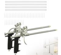 Lot de 2 pistolets à mousse polyuréthane, professionnels en métal, avec 4 buses longues et 40 buses courtes pour étanchéité, remplissage, noir