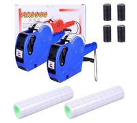 Lot de 2 pistolets à prix - Pistolet à étiquettes de prix à 8 chiffres avec 8 000 étiquettes et 4 rouleaux d'encre - Kit d'étiquettes de prix bleues pour détaillants, supermarchés (bleu)