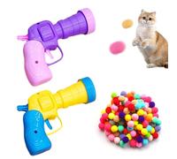 Lot de 2 pistolets amusants pour chat avec 60 balles en peluche, pistolet à balles en peluche, jouets interactifs, jouets pour chat, cadeaux pour chat (bleu, violet)