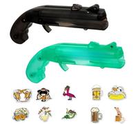 Lot de 2 Pistolets Décapsuleurs + 10 Autocollants Bière - Ouvre-bouteille Original en Plastique - Accessoire Bar Rigolo - Décapsuleur Humoristique pour Fête, Maison, Cadeau