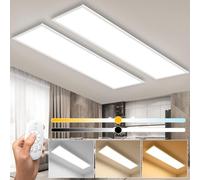 Lot de 2 Plafonniers LED à Intensité Variable avec Fonction Mémoire (100 x 25 cm), Lampes Ultra Plates, Haute Luminosité, 2700 K-6500 K, Contrôle Simultané pour Restaurant, Salle de Classe, Ateliers