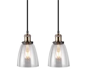 Lot de 2 plafonniers suspendus salon salle à manger verre éclairage pendule lumières claires