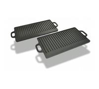 Lot de 2 plancha en fonte réversible XL plaque grill à pizza BBQ vidaXL