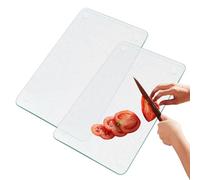 Lot de 2 Planche à Découper en Verre, 30x20 cm Planche à Découper Transparente Avec Pieds en Silicone Antidérapants, Planche de Cuisine en Verre, Planche Découper Verre pour Comptoir de Cuisine,Table