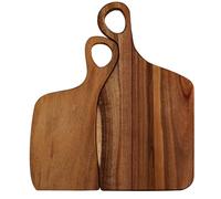Lot de 2 planches à découper en bois d'acacia bio avec poignées pour boucher, fromage, légumes, salade de fruits (40,6 x 22,9 cm, 33 x 17,8 cm)