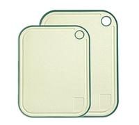 Lot de 2 planches à découper en paille de blé - Avec rainure à jus - Zone de ponçage - Antidérapantes - Sans BPA - Passe au lave-vaisselle - 2 tailles - Vert