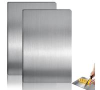 Lot de 2 Planches à Découper en Titane et Acier Inoxydable - 34 x 23 cm - Antibactérien, Double Face pour Viande, Légumes, Fruits