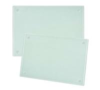 Lot De 2 Planches à Découper En Verre 28x20 cm Verre Trempé ESG Pieds Silicone Hygiéniques Résistantes À La Chaleur Inodores Plaque En Verre Pour Plan De Travail Surface Texturée