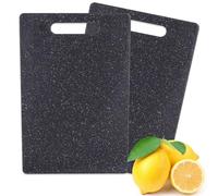 Lot de 2 planches à découper noires en plastique antibactérien - 25 x 15 cm - Avec poignée - Accessoires de cuisine
