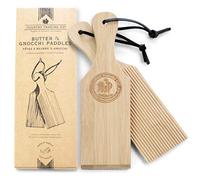 Lot de 2 planches à gnocchi et palettes à beurre en bois pour créer facilement des pâtes et du beurre faits maison authentiques sans coller - 24,1 cm