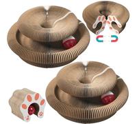 Lot De 2 Planches À Gratter pour Chat Magic Organ - Tapis À Gratter Pliable avec 2 Boules De Cloche | Planche À Gratter pour Chat en Carton | Planche À Gratter pour Griffes De Chat | Jouet Interactif