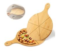 Lot de 2 planches à pizza en bois avec poignée - Diamètre : 32 cm - Utilisables des deux côtés - Planche à découper ronde - Planche à pizza - Planche à pizza ronde - Planche à découper en bois ronde
