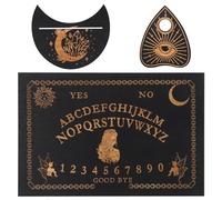 Lot de 2 planches de Ouija en bois noir de 30 x 19 cm avec planchette, message métaphysique, cadeaux wiccan