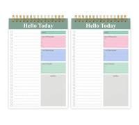 Lot de 2 Planificateurs Quotidiens A5 à Spirale, Bloc To Do List avec Priorités, Organisateur Undaté pour Organisation de Bureau, Carnet Pratique pour École et Télétravail