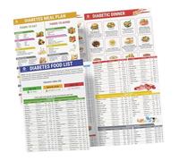 Lot de 2 plans de régime alimentaire pour diabète, tableau mural avec index glycémique, liste des repas pour diabétiques, liste de planification des aliments à faible teneur en sucre