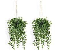 Lot de 2 Plantes artificielles à Suspendre pour décoration d'intérieur - Vignes artificielles en Pot avec Pot en Plastique Noir pour Chambre à Coucher, Salon, Jardin, Porche, Table, étagère Murale