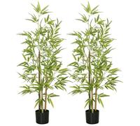 Lot de 2 plantes artificielles Bambou - HOMCOM - hauteur 120 cm avec pot - décoration interieur, très réaliste