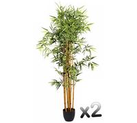 Lot de 2 plantes artificielles Bambou Pot, Hauteur 180 cm --