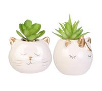 Lot de 2 plantes artificielles en céramique JARDIN SECRET blanc