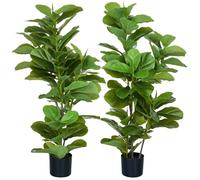 Lot de 2 plantes artificielles - HOMCOM - figuiers - avec pot - texture naturelle - hauteur 110 cm - pour décoration