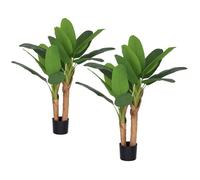 HOMCOM Lot de 2 Plantes artificielles intérieurs 120 cm bananiers Arbre Artificiel en Pot avec des Feuilles réalistes, Fausse Plante Vert décoration pour Maison, Bureau, Salon, Chambre
