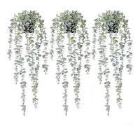 Lot de 2 plantes d'eucalyptus artificielles à suspendre pour intérieur et extérieur, plastique avec feuilles vertes réalistes