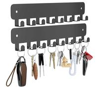 Lot de 2 plaques à clés sans perçage avec 8 crochets - Plaque à clés noire, barre à clés autocollante noire, plaque à clés sans perçage avec bandes adhésives à l'arrière, rangement mural de cuisine