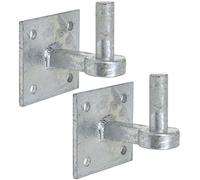 Lot de 2 plaques à crochet galvanisées robustes de 19 mm - Charnières à goupilles carrées pour portail de ferme/champ