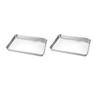 Lot de 2 plaques de cuisson antiadhésives en acier inoxydable 2,5 cm de | Plat à four pour servir, rôtir, cuire avec répartition homogène de la chaleur, passe au lave-vaisselle