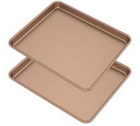 Lot de 2 plaques de cuisson antiadhésives pour four - 32 x 27 x 2 cm - En acier carbone - Avec bordure bordée - Résistantes à la chaleur - Passe au lave-vaisselle - Pour four, biscuits, pâtisseries,