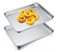 Lot de 2 plaques de cuisson en acier inoxydable, 23,5 x 17,5 x 2,5 cm, antiadhésives, faciles à nettoyer, plaques de cuisson en acier inoxydable pour la cuisson, la cuisine et le service