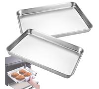 Lot de 2 plaques de cuisson rectangulaires antiadhésives en acier inoxydable de 23 à 50 cm de long - Résistantes à la déformation - Fond plat (60 x 40 x 3 cm)