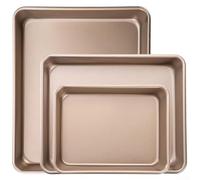 Lot de 2 plaques de cuisson rectangulaires en acier au carbone pour cuisson de gâteaux, rôtis et cookies, design à fond plat, résistant à la chaleur, 22 x 17 (D)