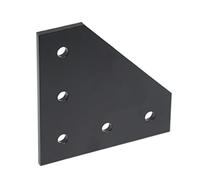 Lot de 2 plaques de jonction noires à 5 trous pour plaques de jonction en forme de T/L - Profil en aluminium à 90° - Plaque de connexion d'angle - Noir